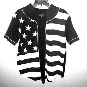 B&W American Flag Button Up